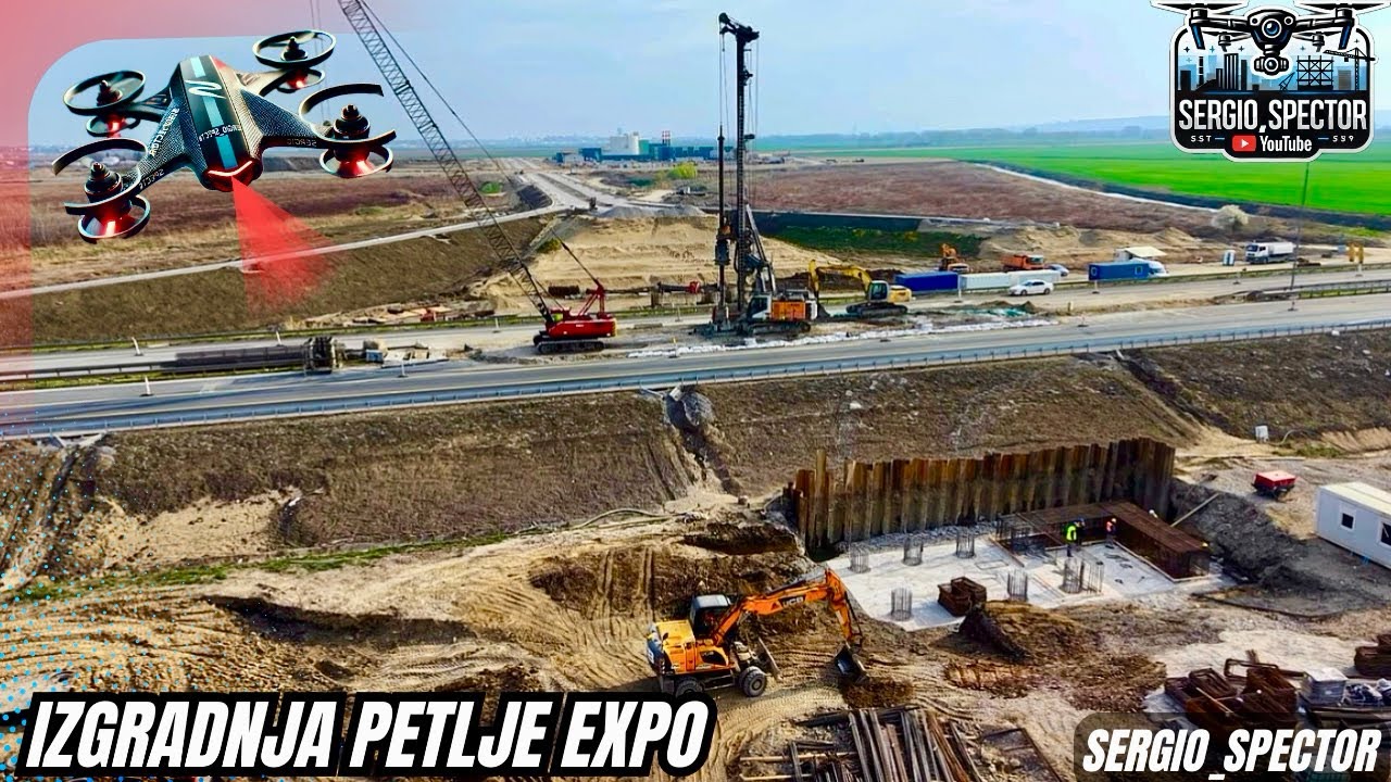 Izgradnja Petlje / Nadvožnjaka na Obilaznici oko Beograda, EXPO Gradili&scaron;te dronom #beograd 