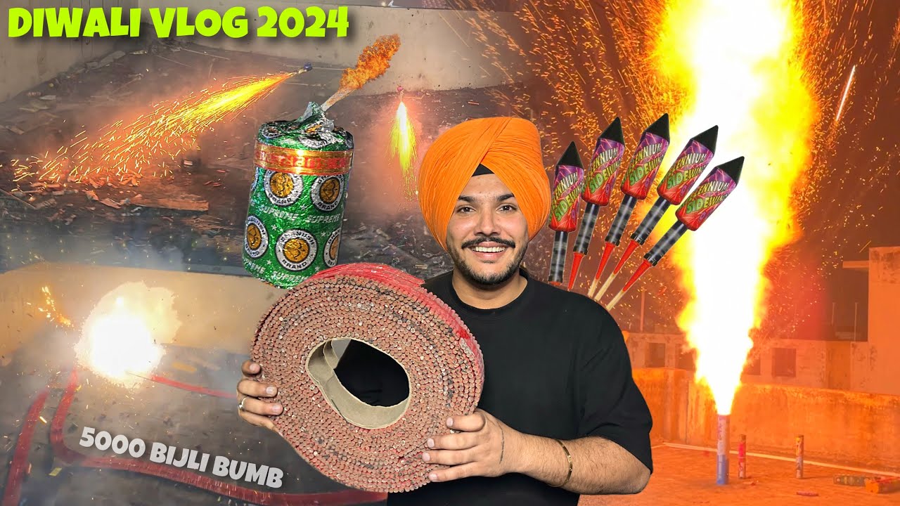 Diwali Vlog 2024 😱 5000 Bijli Fire Crackers , Rocket , Sky Shots ,Diwali Stash 2024