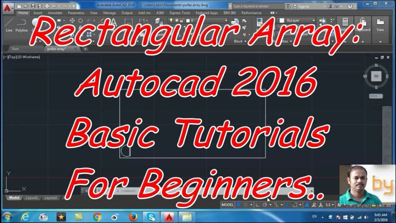 Rectangular Array: Autocad 2016 cad software - online autocad classes Part 20-30