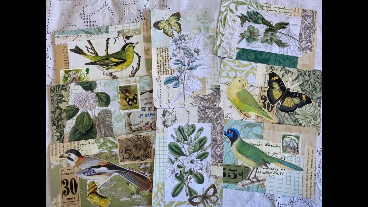 #The100DayProject | Day 50: collaged postcards colour green | Inspired by : springtime cloves
