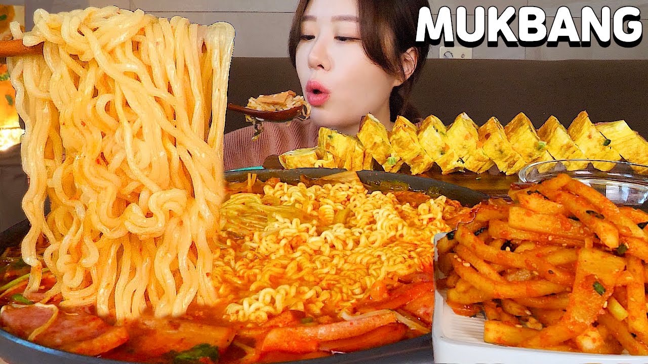MUKBANGㅣASMR 암사시장 맛집!!! 초롱이고모 부대찌개,라면,버터밥,계란말이,무생채 먹방♥️ Budaejjigae,ramyun,butter rice,egg rolls♥️