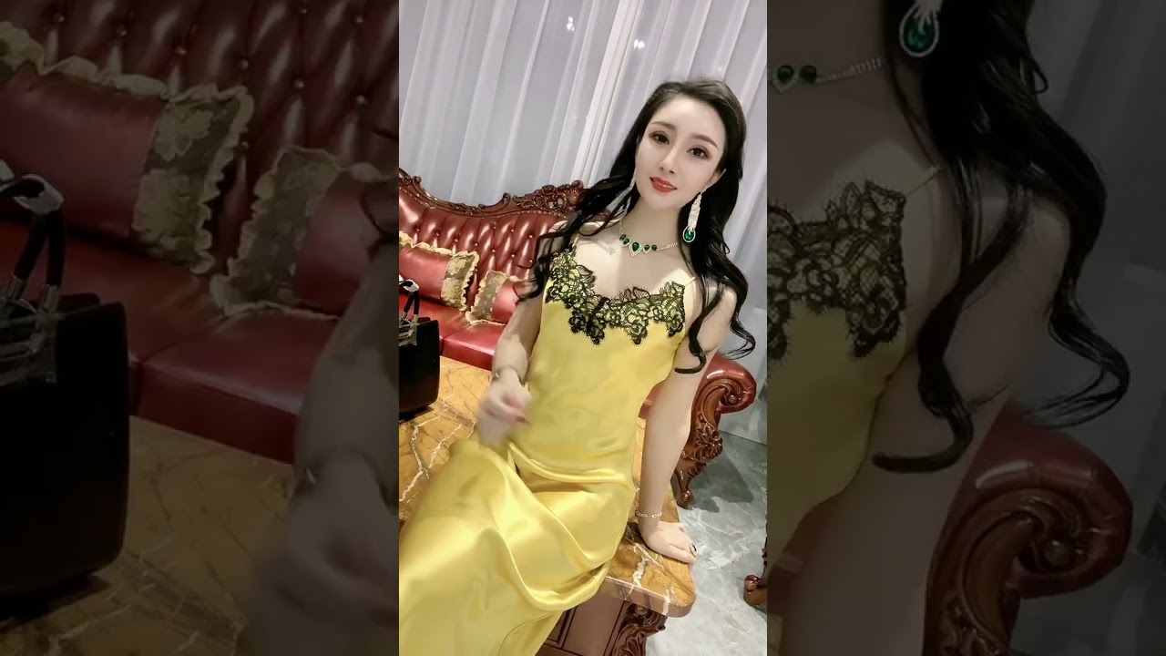 Beautiful yellow satin slip dress