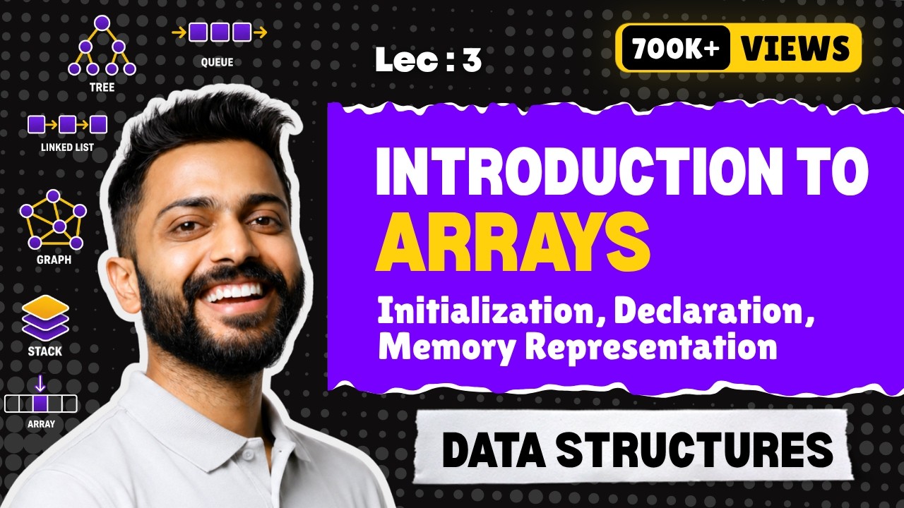Lec-3: Arrays in Data Structure by #Naina Mam | Initialization, Declaration, Memory Representation