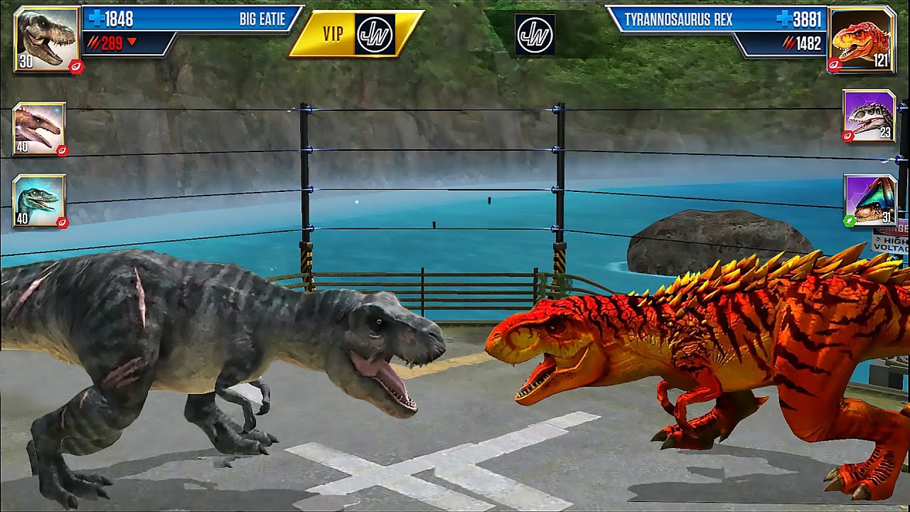 The New Big Eatie Vs T Rex lvl 121 - Fight | Jurassic World The Game