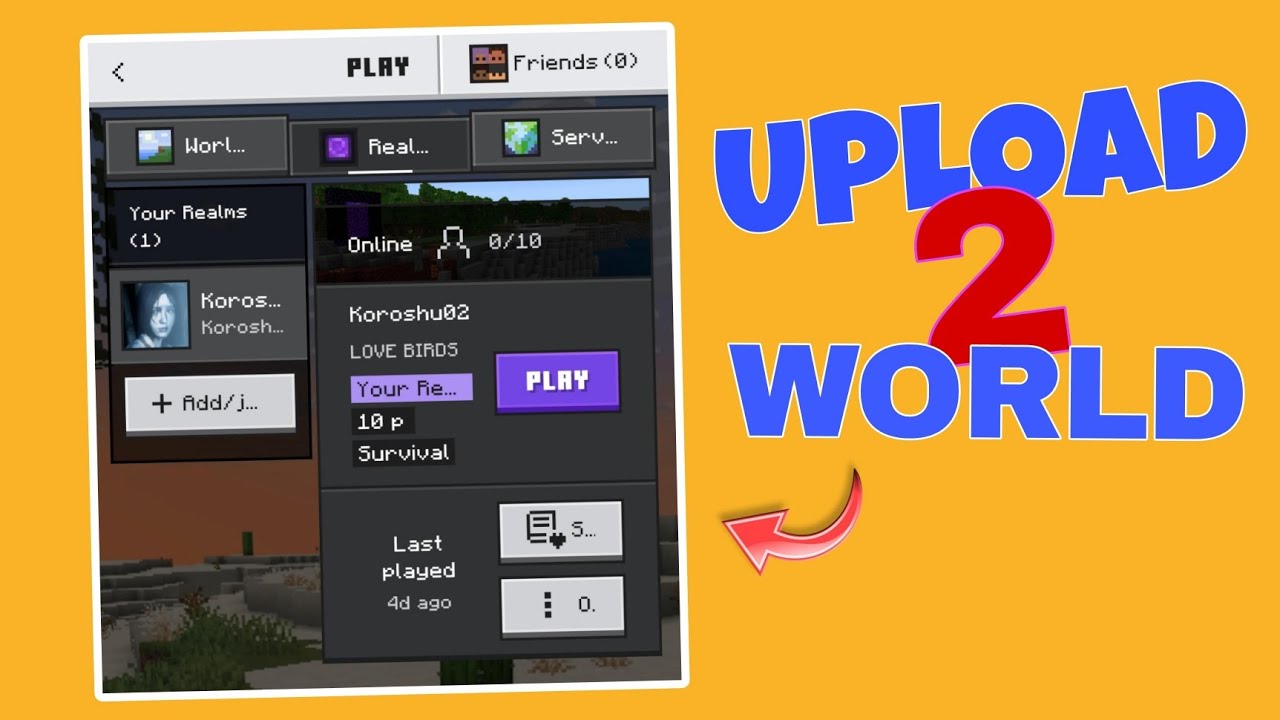 How To Upload a world into a realm! (Tutorial 50Sec) Minecraft || Bedrock & pocket addition