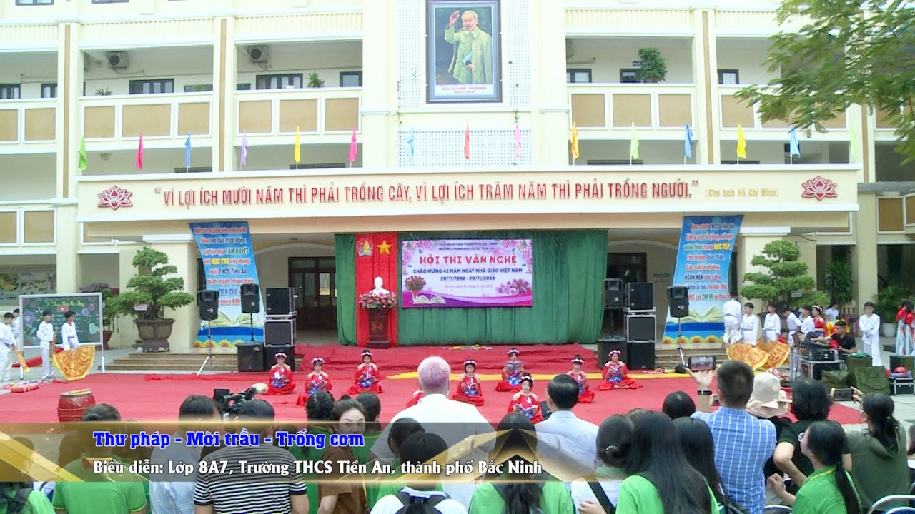 Thư pháp - Mời trầu - Trống cơm, Lớp 8A7 Trường THCS Tiền An, Tp Bắc Ninh