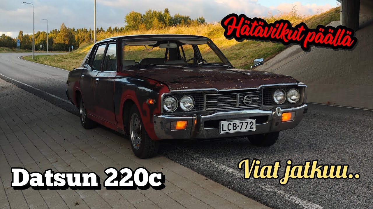 Datsun 220c / solenoidi, pakoputki, tankin anturi / hätävilkut päällä ja viat jatkuu..