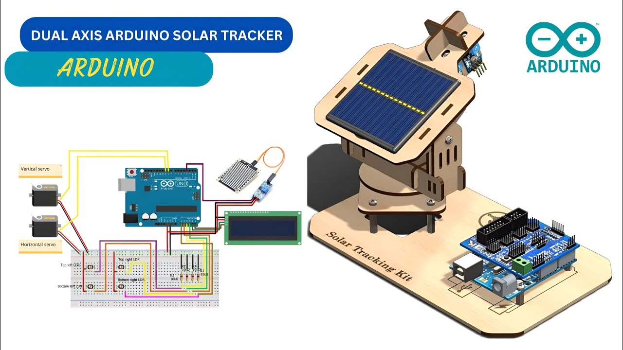 Dual Axis Solar Tracker Arduino Project Using LDR and Servo Motors
