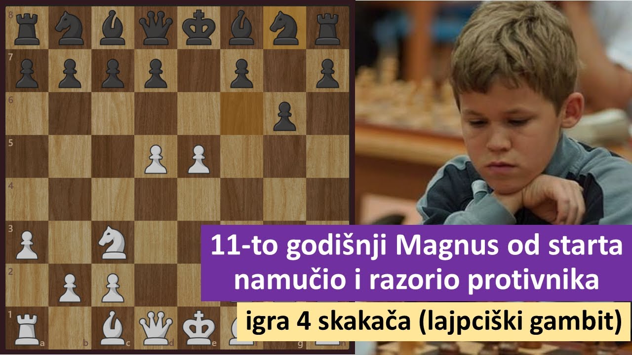 11-to godišnji Magnus Karlsen potpuno zbunio protivnika žrtvom konja u 5-om potezu Lajpciški gambit