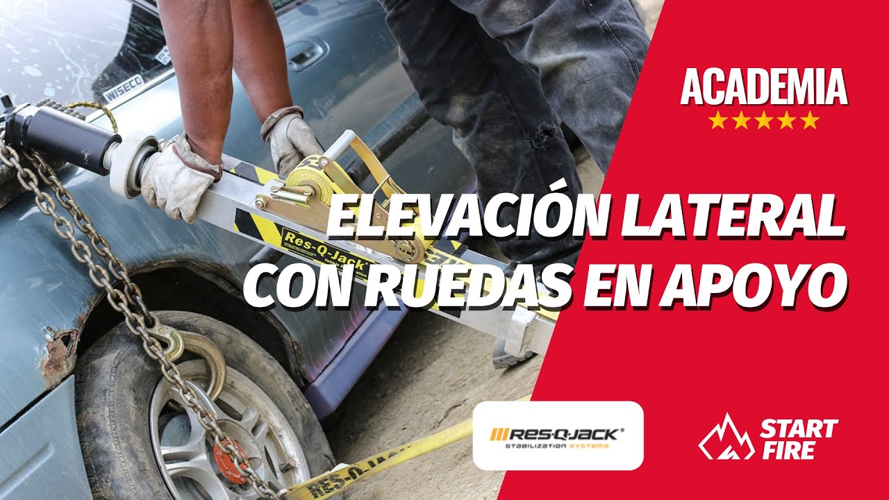 Técnicas de Rescate Vehicular Res-Q-Jack: (A) Elevación lateral con ruedas en apoyo