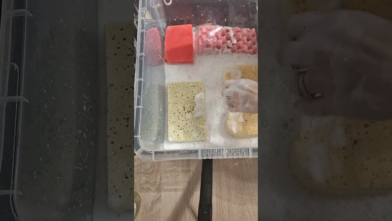 More rinsing ##asmr #satisfying #foam #sound #suds #soap #crunchy #crisp #rinse #sponge 