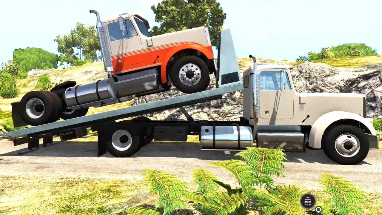 BeamNG Drive - T Series Car Hauler Transporting a Semi Truck