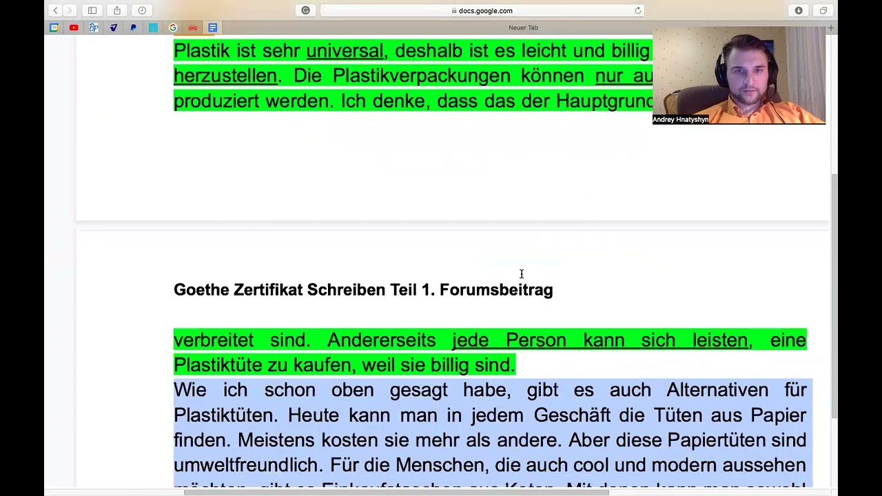 GOETHE ZERTIFIKAT B2. Schreiben. Teil 1. Forumsbeitrag.