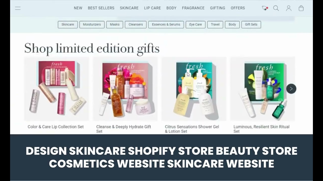 DESIGN SKINCARE SHOPIFY STORE BEAUTY STORE COSMETICS WEBSITE SKINCARE WEBSITE