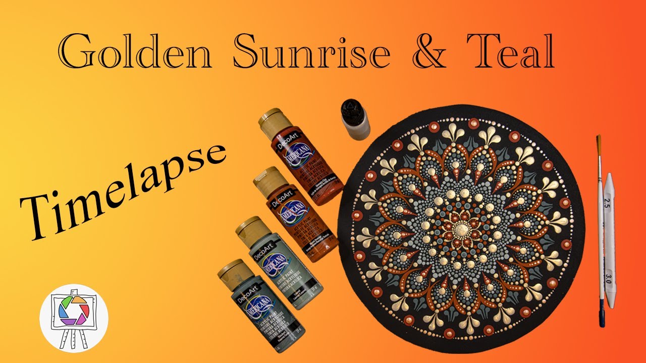 Mandala Dot Art Tutorial | Golden Warm Hues and Teal accents | Timelapse