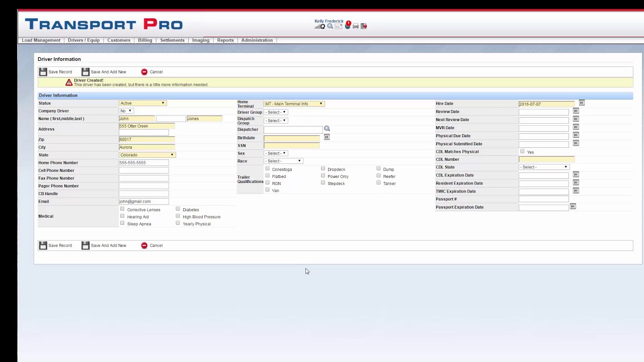 Add an Owner Operator