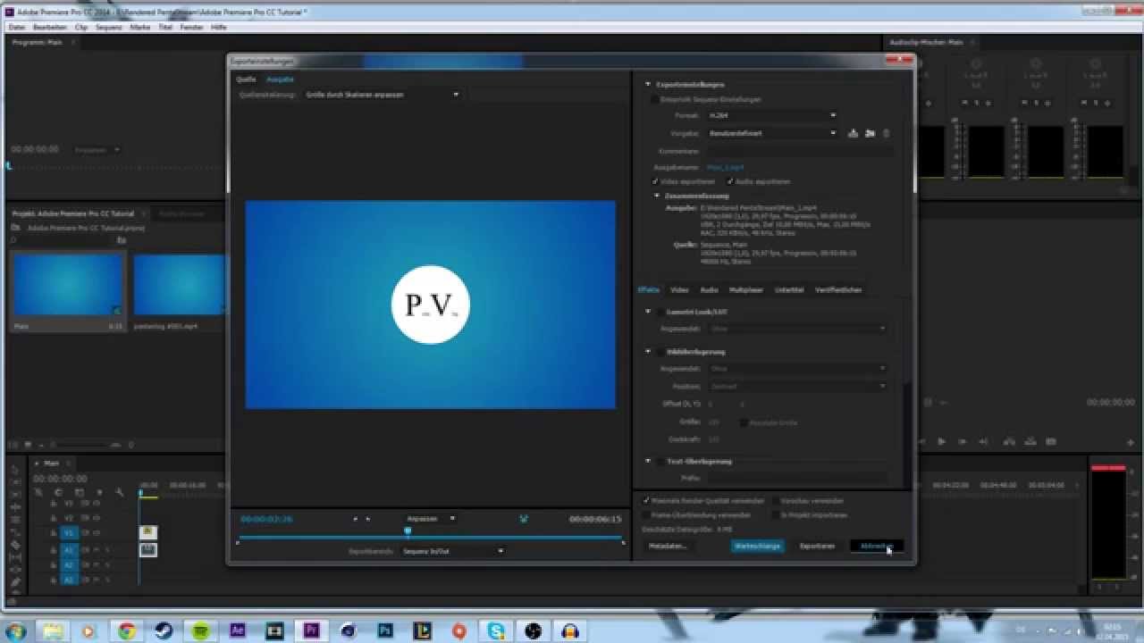 Adobe Premiere Pro CC - Ersten schritte & f&uuml;r YouTube rendern [TUTORIAL] Deutsch