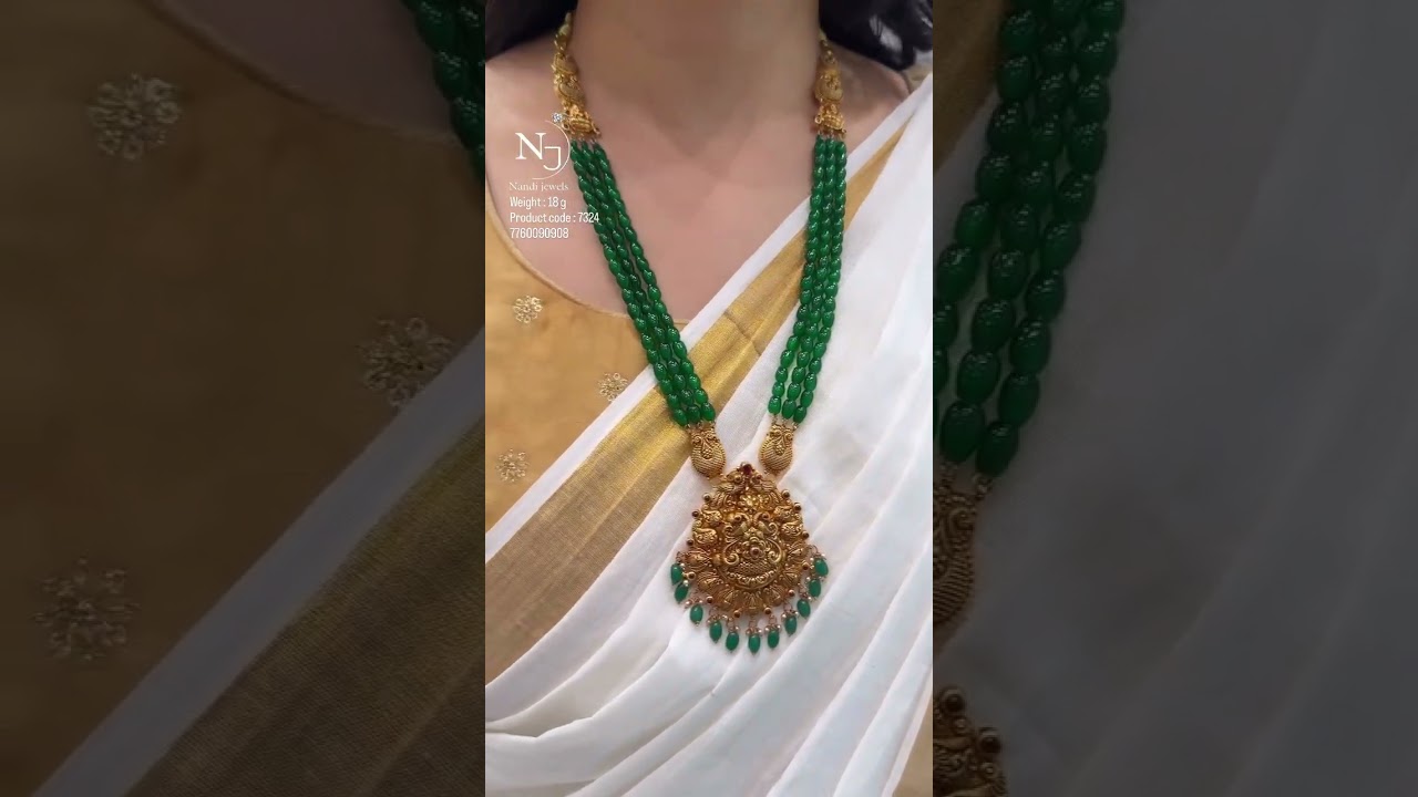 very lightweight and beautiful green beads long hara with pendant start from only 18 g