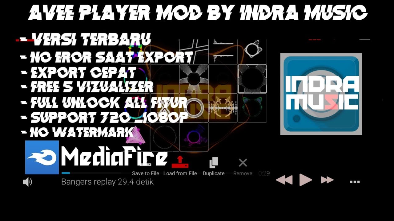 AVEE PLAYER MOD BY INDRA MUSIC TERBARU 2021 FREE TEMPLATE BARS KEREN!!!