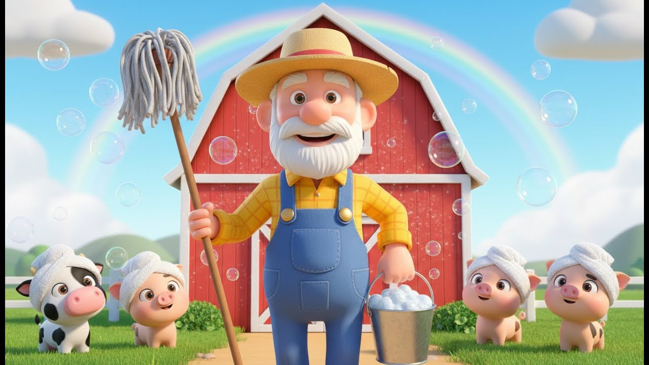 Old MacDonald’s Clean Farm 🧼🐮 | Fun Cleaning Song for Kids | E-I-E-I-O!