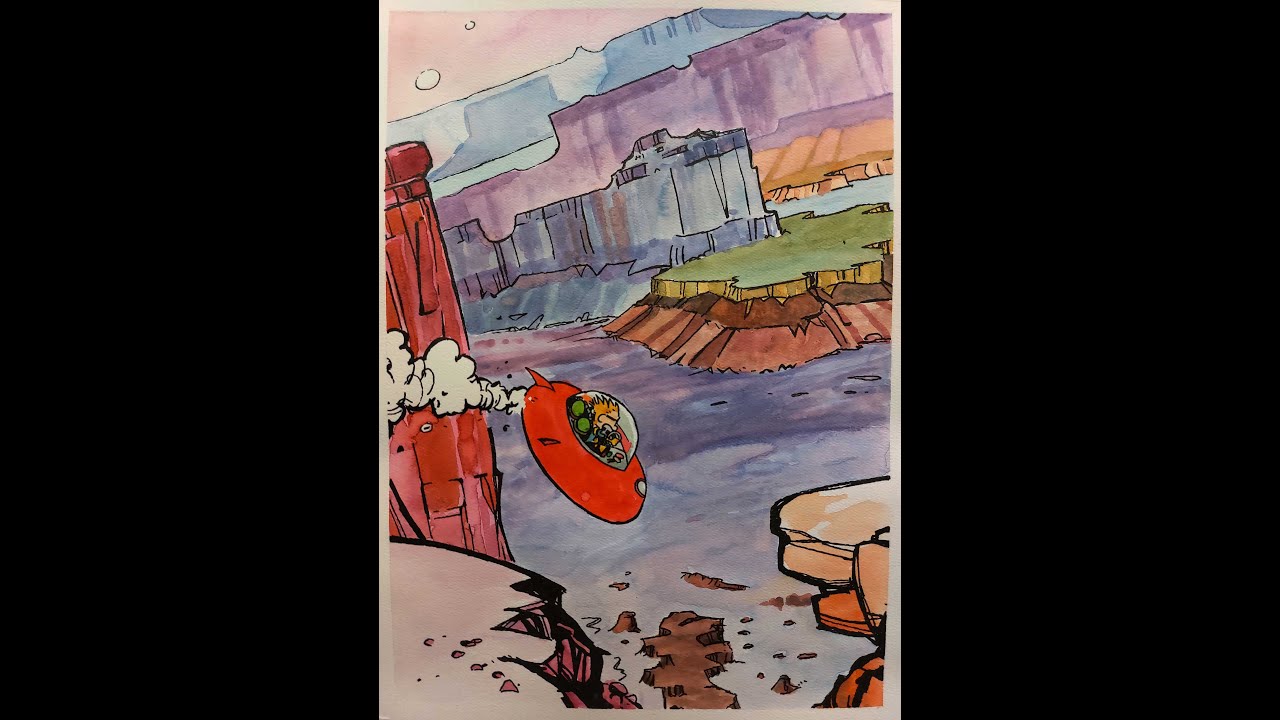 Calvin and Hobbes Watercolor Painting #3