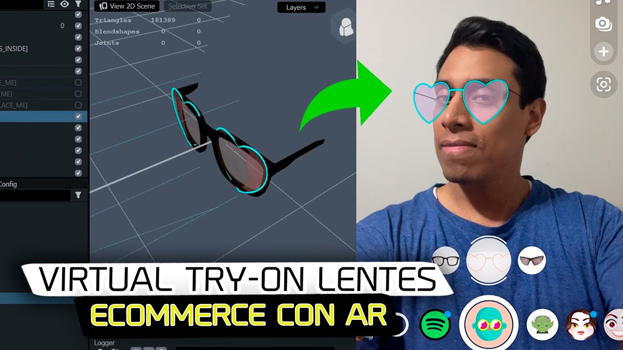 Crea probador virtual de lentes con AR | Ecommerce Lens Studio Snapchat