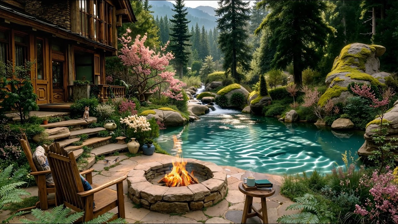 Cozy Spring Morning Ambience Relaxing 🌸 Flowery MEADOW Healing,  Birds, Water Sounds