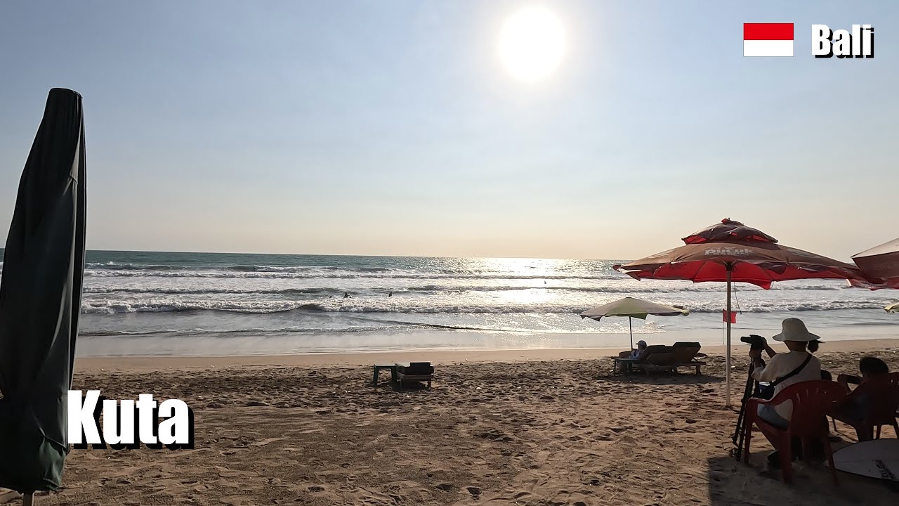 Stroll through Kuta Beach , Bali, Indonesia | 4K Walking