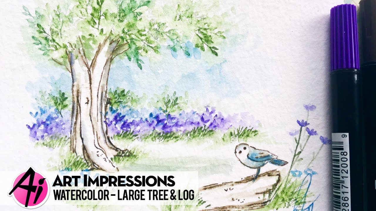 Ai Watercolor - Large Tree & Log