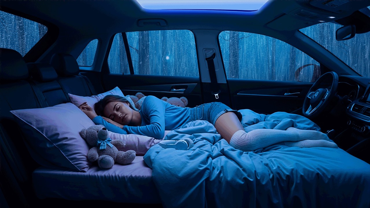 Durma Instantaneamente 🚗🌧️ Chuva Forte e Trovões no Carro para Relaxar e Reduzir a Ansiedade