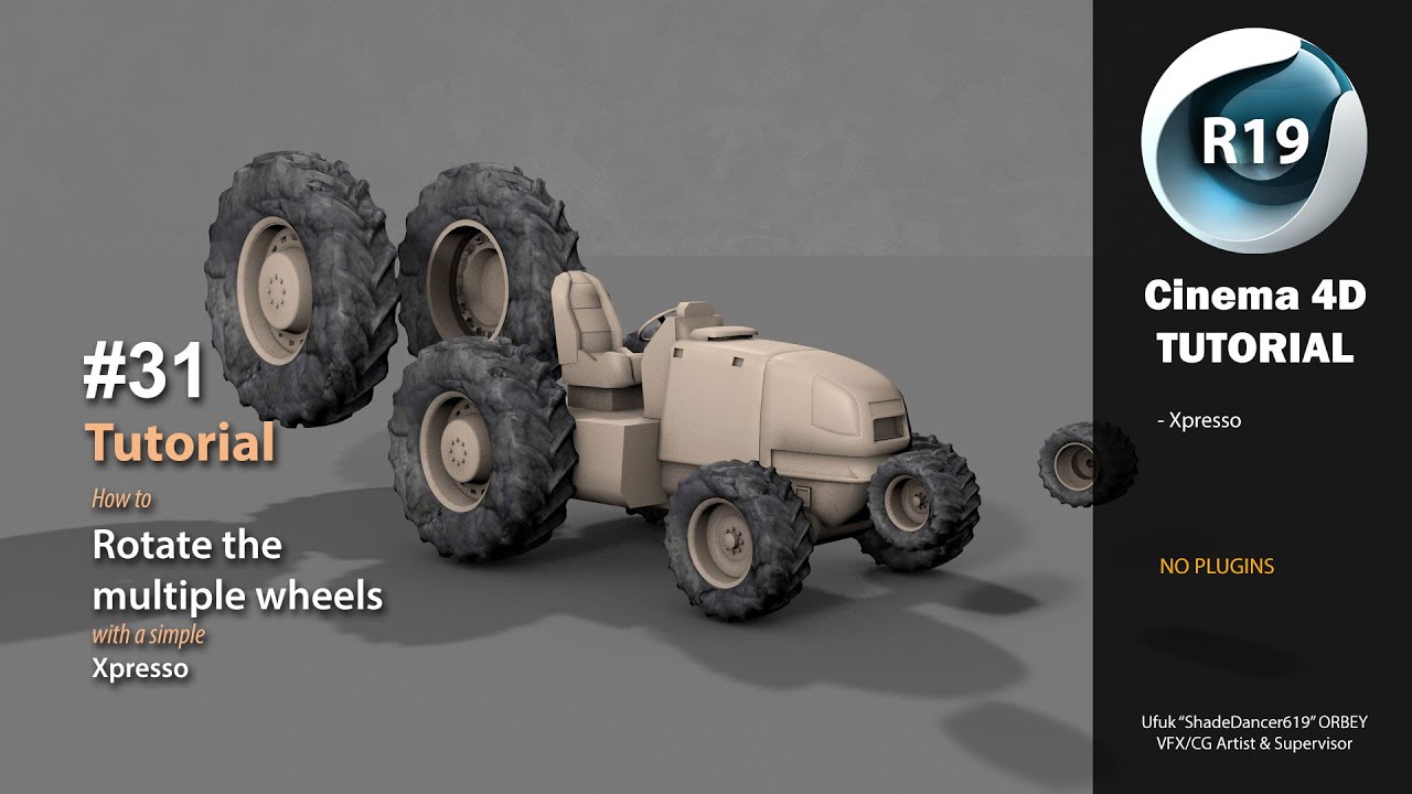 Cinema 4D Tutorial - Rotate Multiple Wheels in Xpresso