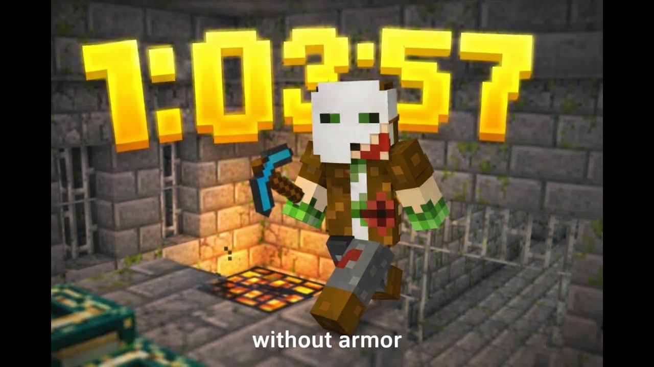Ranking minecraft speedrun without armor in 1h 03mn 57s