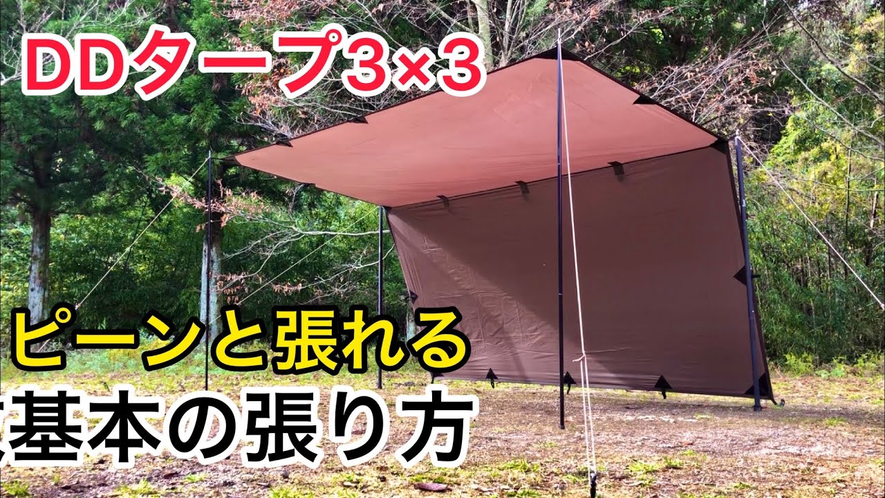 DDタープ3×3　ピーンと張れる基本の張り方！解放感抜群！