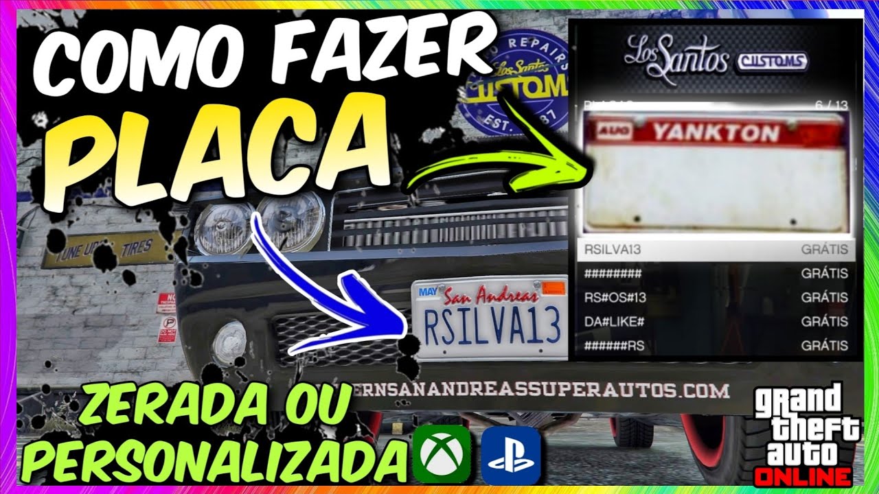 URGENTE COMO FAZER PLACA ZERADA OU PERSONALIZADA SOLO PASSO A PASSO AGÓRA NO GTA 5 ONLINE PS4/XBOX