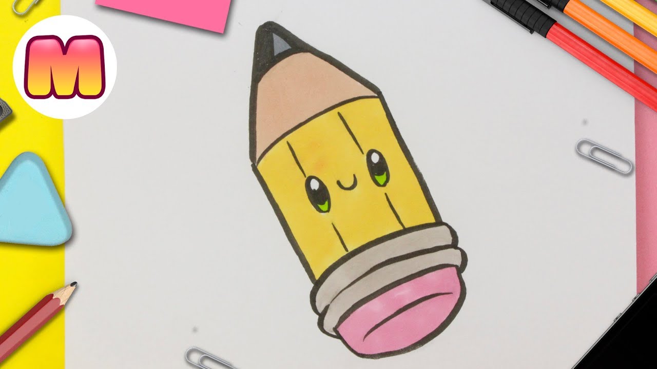 COMO DIBUJAR UN LAPIZ KAWAII PASO A PASO - Dibujos kawaii faciles - How to draw a pencil