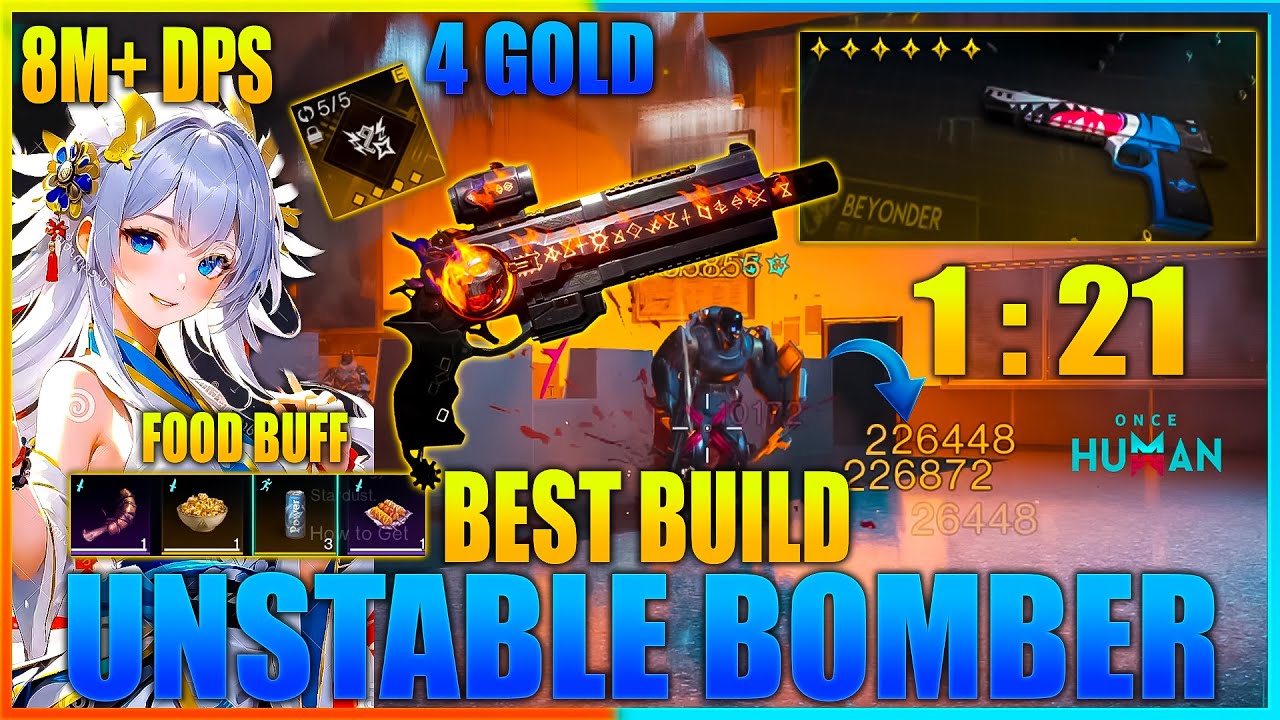 ONCE HUMAN BEST BUILD de50 UNSTABLE BOMBER jaws BUILD MASSIVE DPS 400K+ NEW GOLD MODS GUIDE