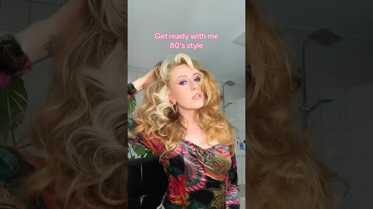 80s hair and makeup get ready with me 🩷🪩 #hairstyle #makeup #80s #80sstyle #tutorial