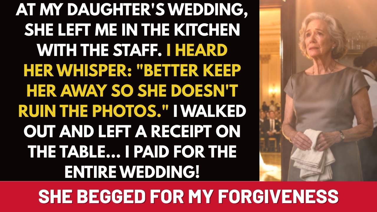 At my daughter’s wedding, I was left in the kitchen. Then I heard her say: “She’s just the help.”
