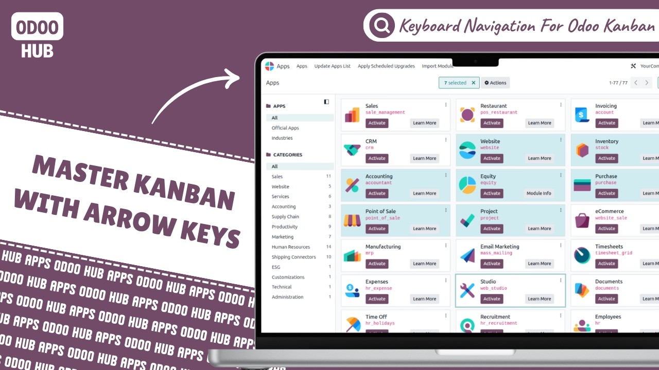 Odoo Kanban Keyboard Navigation | Arrow Keys, Multi-Select & Faster Workflow | Odoo Hub