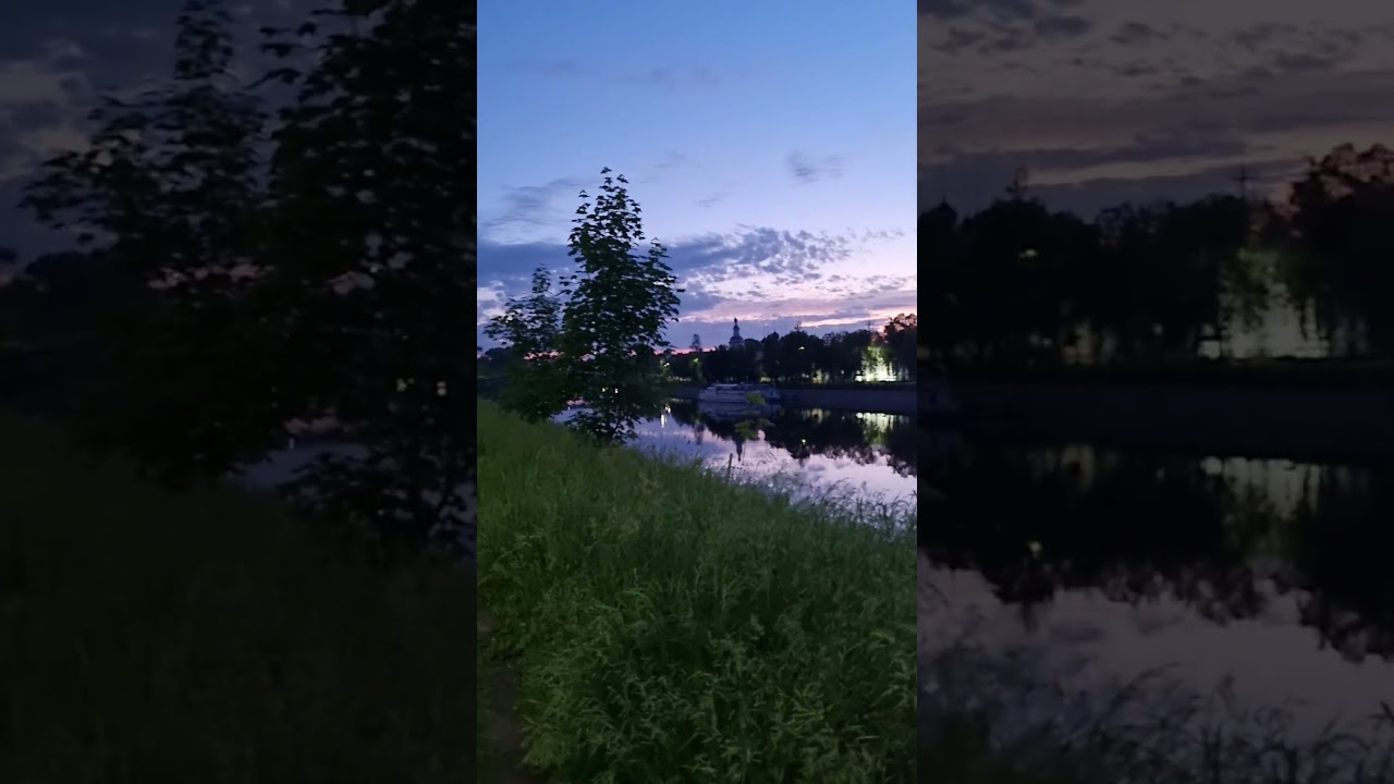 🌆 White nights at embankment of Vologda river in Vologda city 🇷🇺 Nights without darkness in Russia