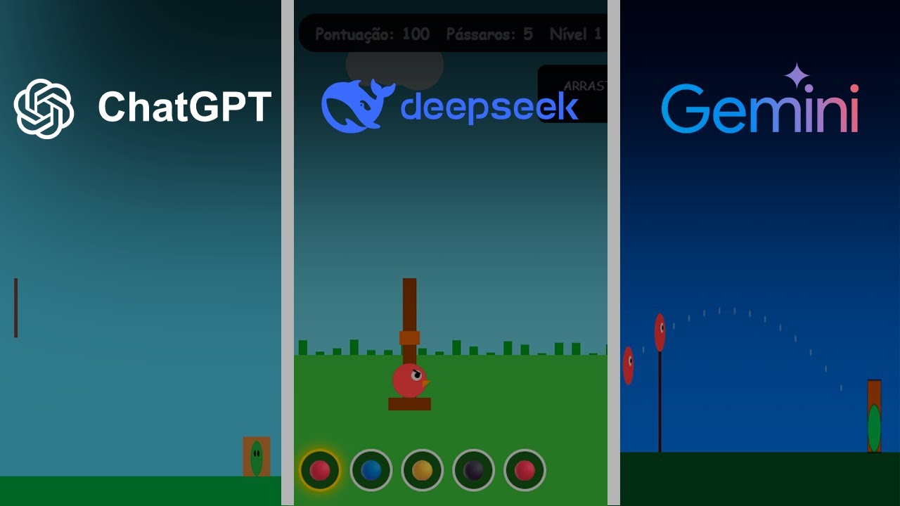 ChatGPT x Gemini X DeepSeek criando Angry birds do zero