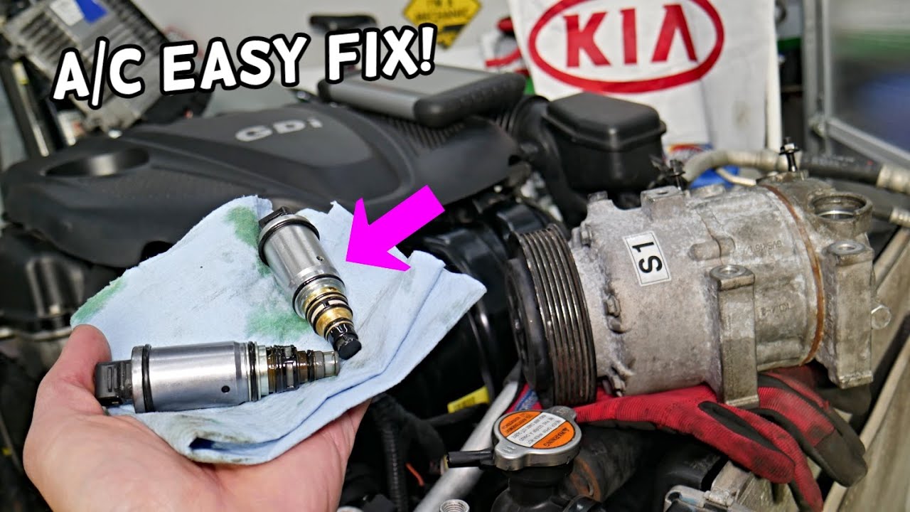 AC COMPRESSOR VALVE REPLACEMENT REMOVAL KIA SORENTO, KIA SPORTAGE AC BLOWS HOT FIX