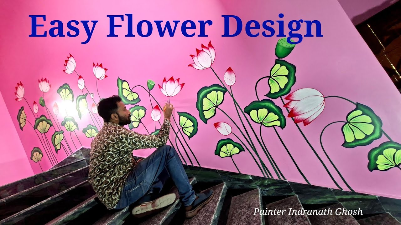 Wall Painting Flower Design Easy / Simple Wall Design At Home 🏡 