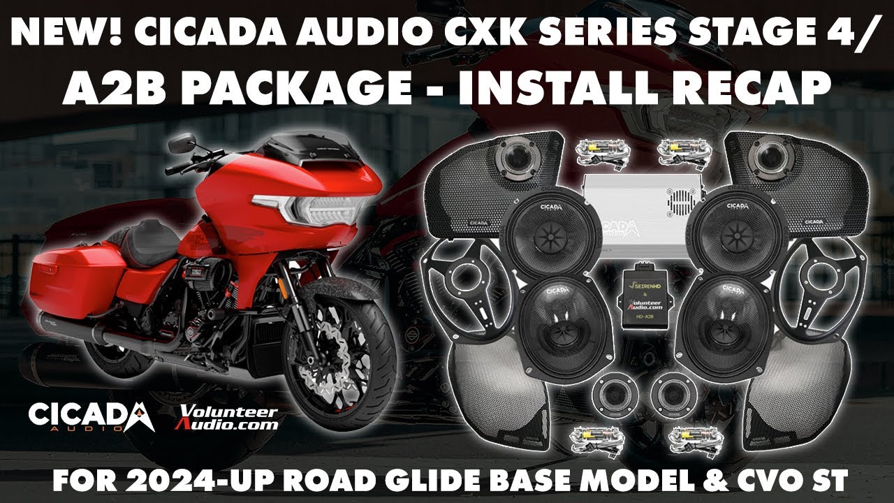Обзор установки - Комплект Cicada Audio 2000 Вт 2024-UP Road Glide CXK Stage 4 для Harley Davidson®