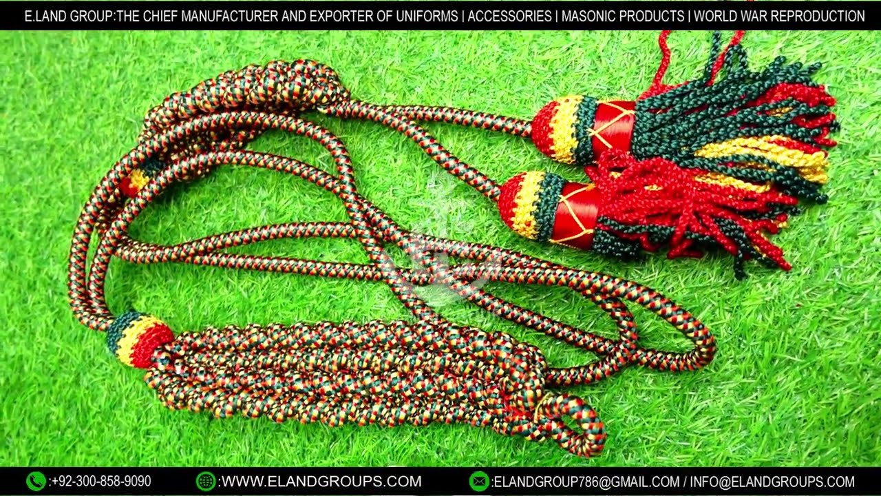 Tri-colour Musicians and Always Aiguillette Dress Cord British Military Suppliers.