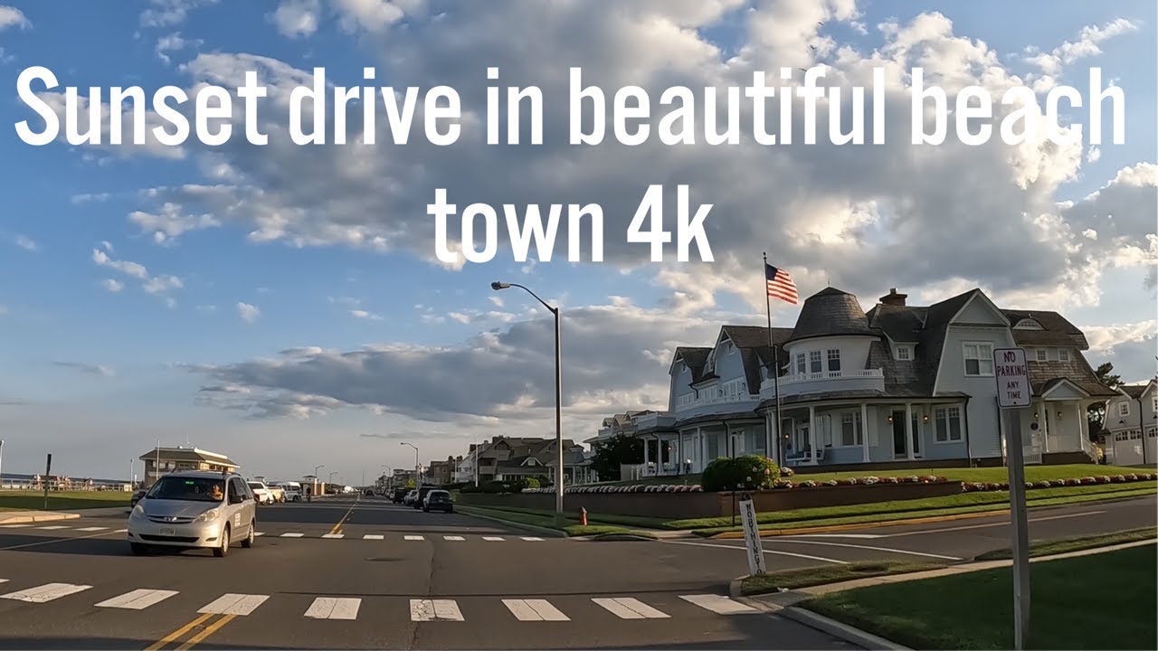 Sunset drive in beautiful beach town - Spring Lake, New Jersey 🇺🇸 (4k)
