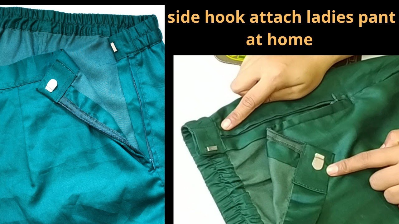 how to attach hook in palazzo pant| ladies pant main side hook lagana sekhe| hook attach in pant