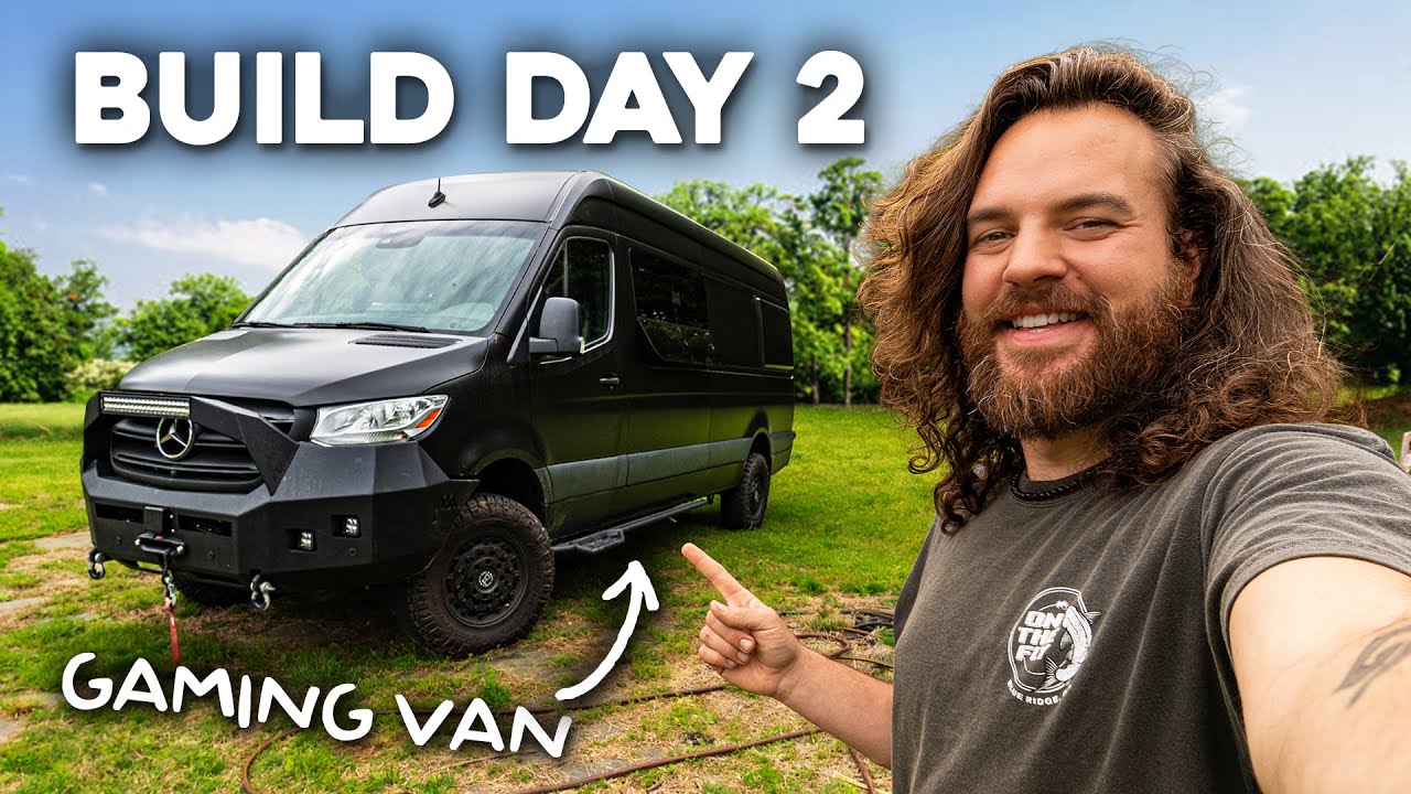 Building My New Gaming Camper Van - Plumbing, Heater, Bedroom, and NEW COLOR! (Episode 2)