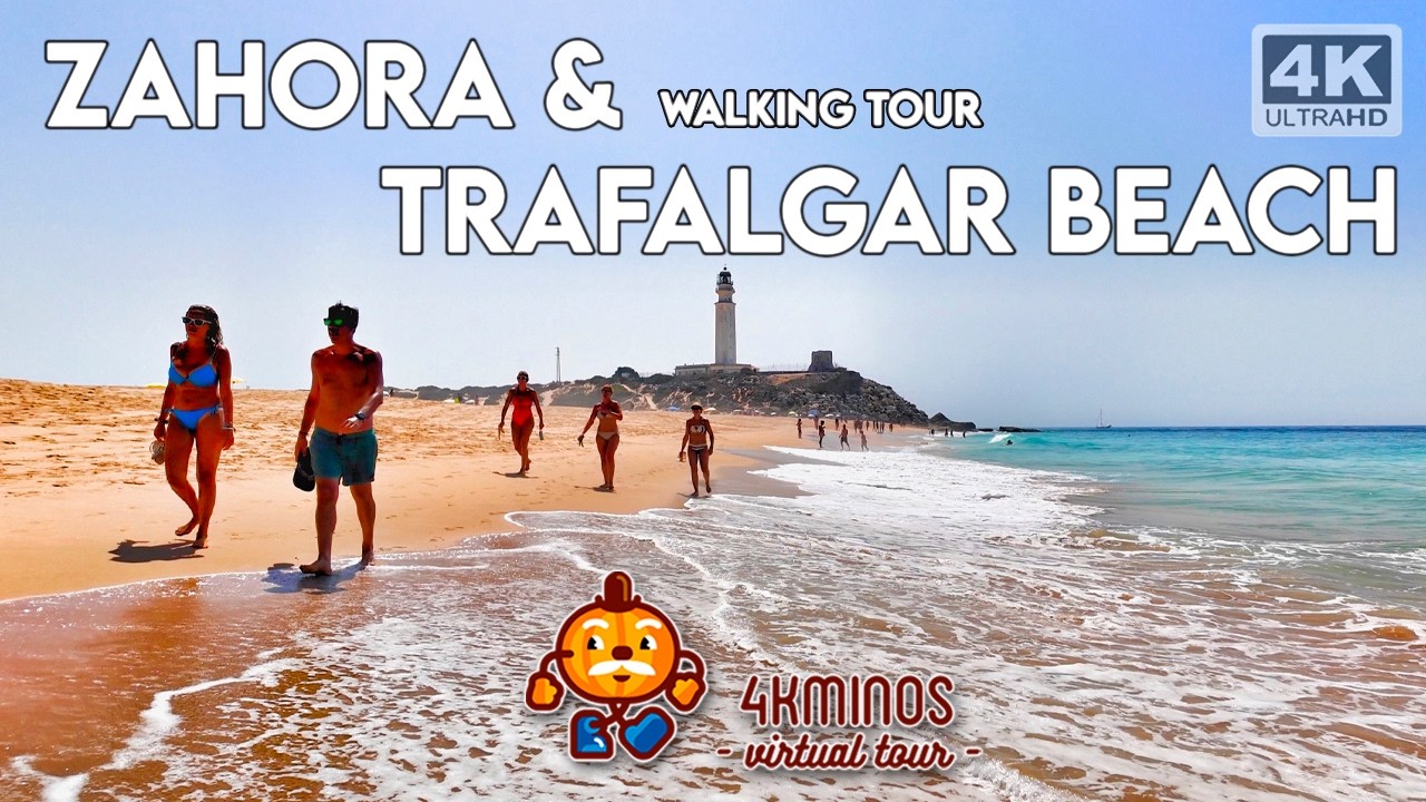 Playa de ZAHORA y TRAFALGAR | VERANO 2024 | 4K UHD | Walking Virtual Tour Spain