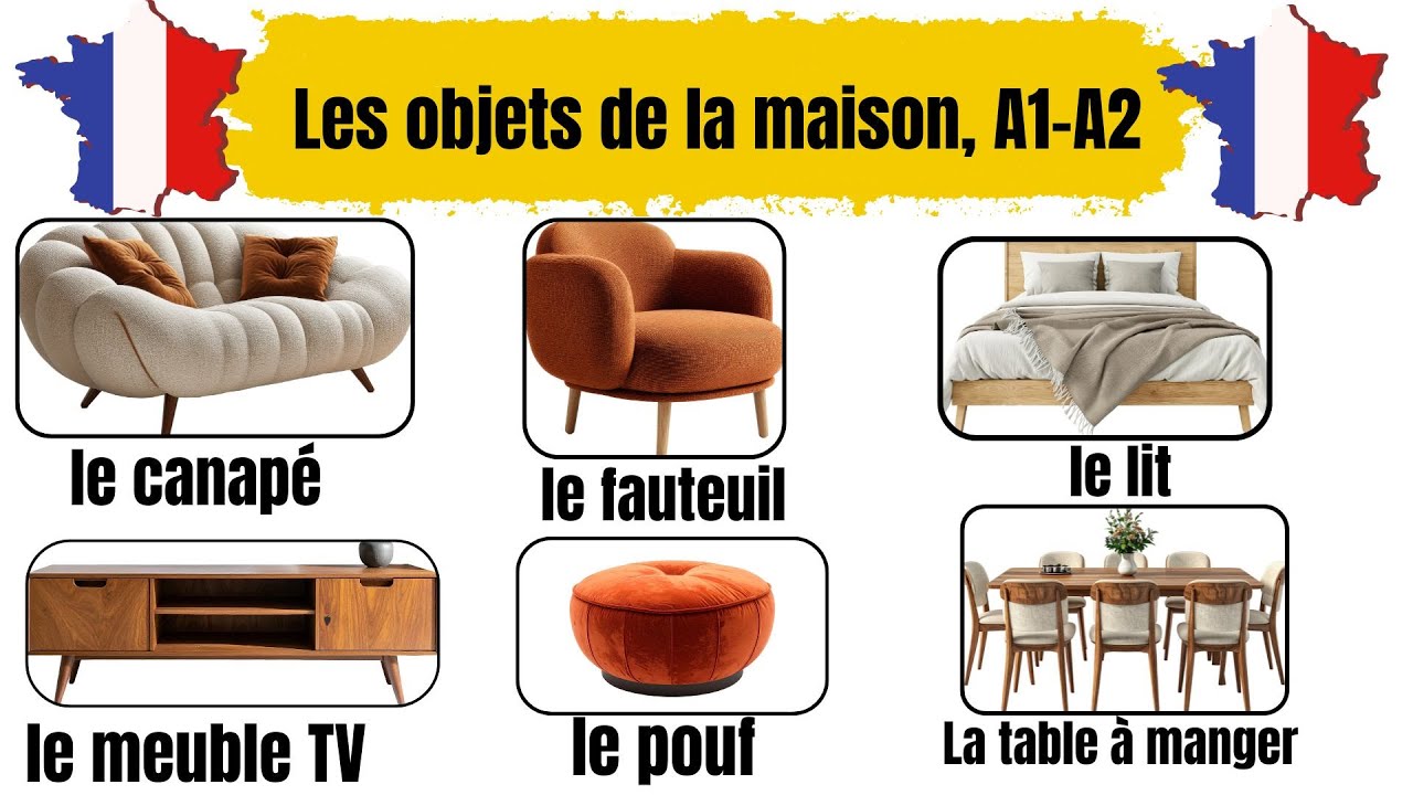📚 Le grand vocabulaire des objets de la maison en français | Avec phrases simples (A1–A2)